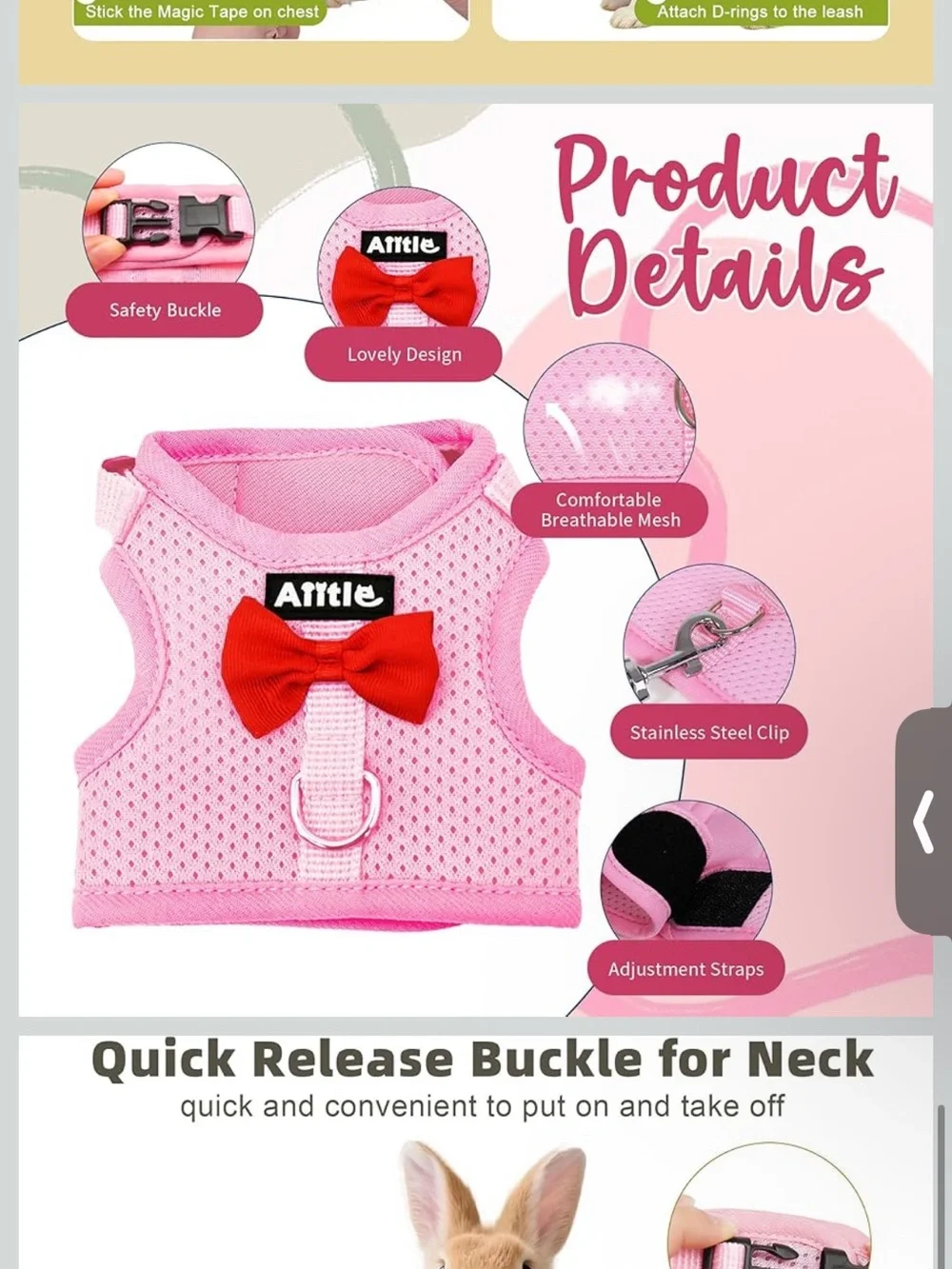 Pink Mesh Pet Harness with Bow - Attle